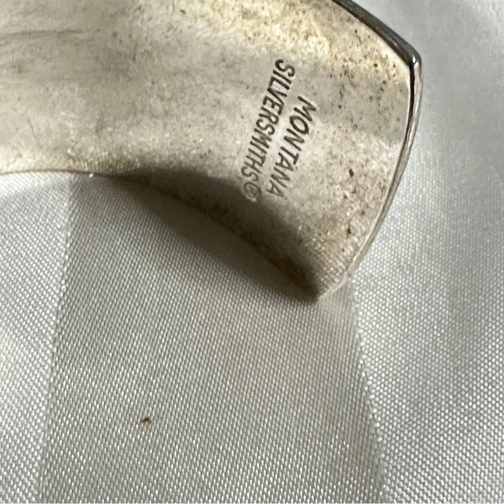 Montana Silversmiths Silver and Black Cuff Bracelet with Turquoise Accent. Solid - Picture 11 of 13